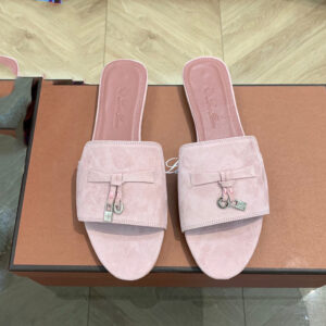 Loro Piana Summer Charms Suede Slides