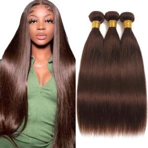 Chocolate Brown Straight Human Hair Bundles Dark Brown