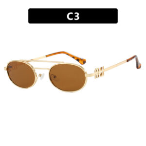 MIU MIU GOLD FRAME OVAL SUNGLASSES