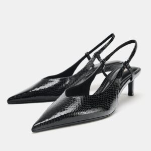 ZARA TEXTURED SLINGBACK SHOES