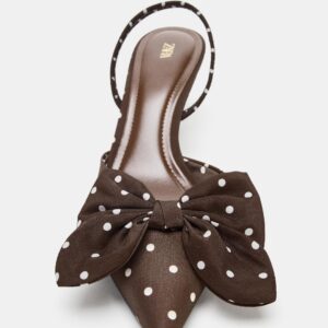 ZARA POLKA DOT PRINT HIGH-HEEL SHOES WITH BOW