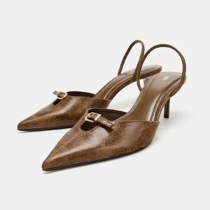 ZARA LEATHER  BUCKLE HEELS