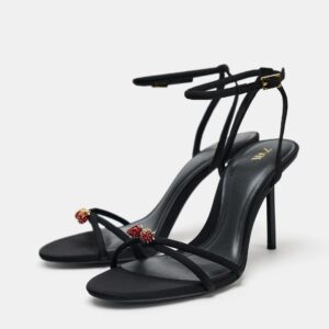 ZARA BEADED CROSSED STRAP HEELS