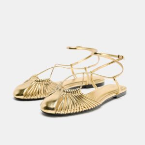 ZARA METALLIC STRAPPY CAGE SANDALS
