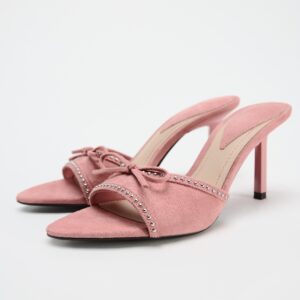zara pink bow heels