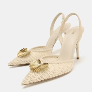 ZARA BRAIDED HIGH-HEEL SHOES WITH METAL APPLIQUÉ