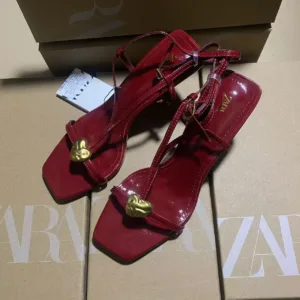 ZARA METALLIC DETAIL STRAPPY HEELs