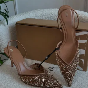 zara Beaded Sequin Mesh Stiletto