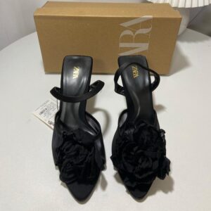 zara floral black heels