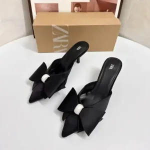 zara pearl mules