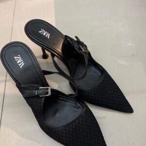 zara black mesh high heels