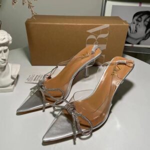 zara Clear Sparkly Bow Heels