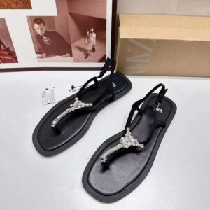 Crystal Embellished Leather Rhinestone flipflops