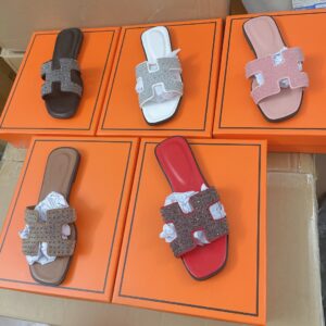 hermes Oran glitter flip flops