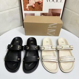 zara flat buckle sandals