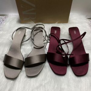 zara satin block heels