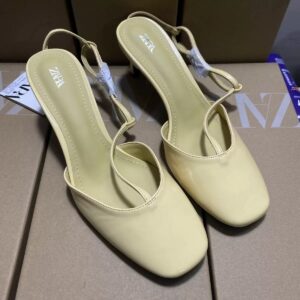zara yellow leather heel