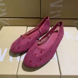 zara Mesh Ballet Flats With Heart Detailing