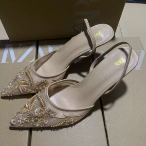 ZARA Embroidered Mesh Slingback heels