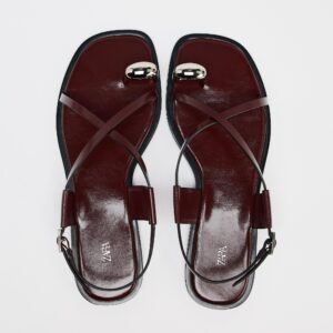 Zara burgundy one strap sandals