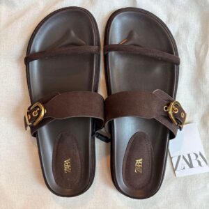 zara brown leather sandals