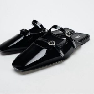 zara square-toe mules with crystal-embellished straps