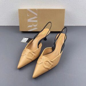 Zara Tan/Black Embossed Heels