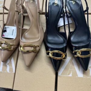 zara slingback pump with gold chain