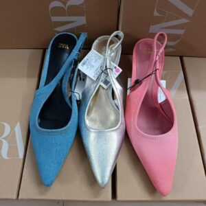 zara Denim Pointed Toe Low Heel