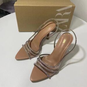 zara Crystal-embellished Clear Strappy Open-toe heels