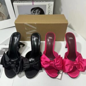 zara satin bow heels