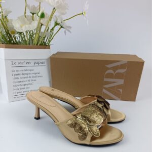 zara floral satin heels