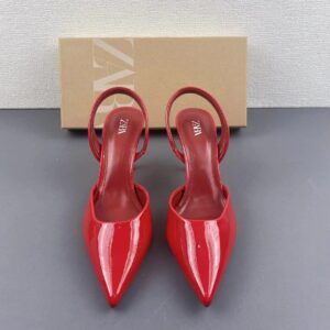 Zara shiny red Slingback Heels
