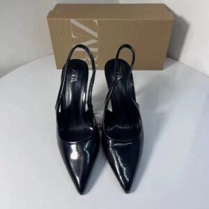zara black slingback high heels