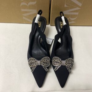 Zara satin low heel