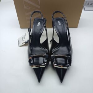 zara metal buckle heels
