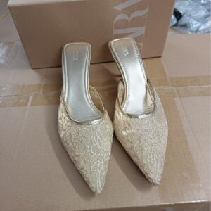 zara fabric Toe Kitten Mules