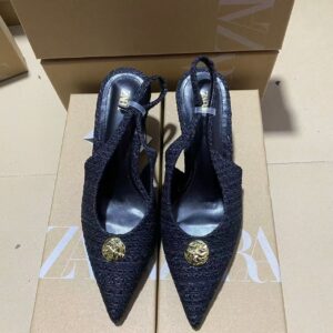 zara Woven glam slingback heels