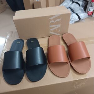 zara leather slides shoes