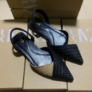 Zara woven raffia flats