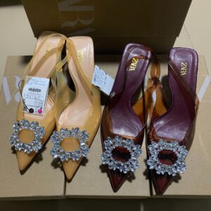 Zara embellished vinyl heels