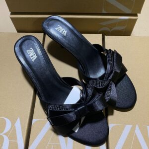 Zara bow kitten mules