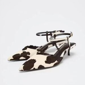 ZARA FUR TRIMMED LEATHER SLINGBACK