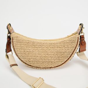 ZARA HALF MOON Straw Crossbody Bag