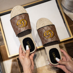 Gucci Pilar Canvas Espadrille Slide Sandal