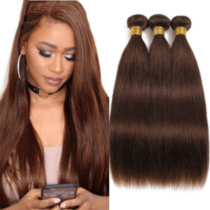 bone straight virgin human hair bundles 100% color#4