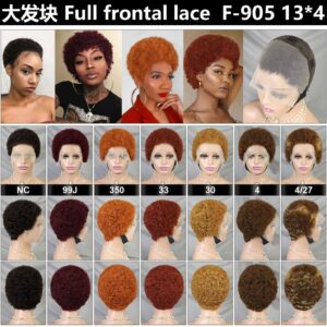 afro kinky curly full frontal lace f-905 13*4 human hair