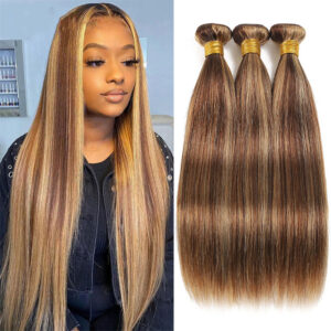 bone straight virgin human hair bundles 100% color P4/27