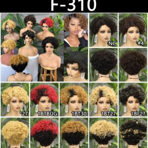 F-310 SHORT AFRO WIG HUMAN HAIR 100%