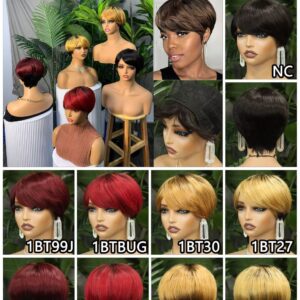 F-074 SHORT PIXIE CUT WIG HUMAN HAIR 100%